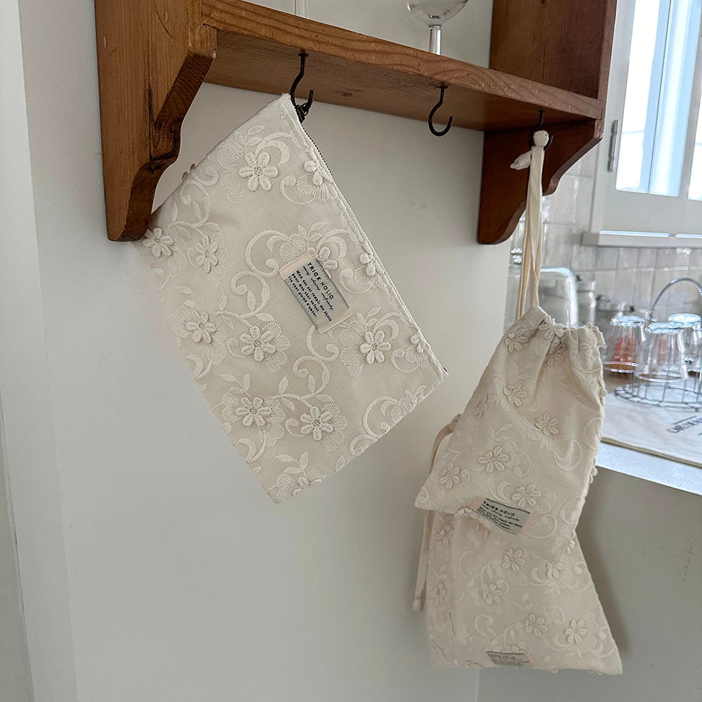 cotton pouch garden flower, vintage flower ※メール便可