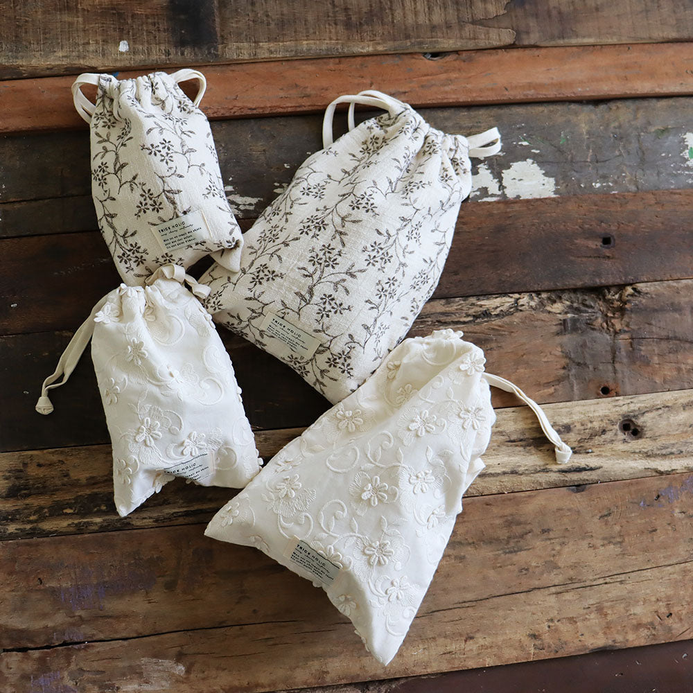 cotton pouch garden flower, vintage flower ※メール便可