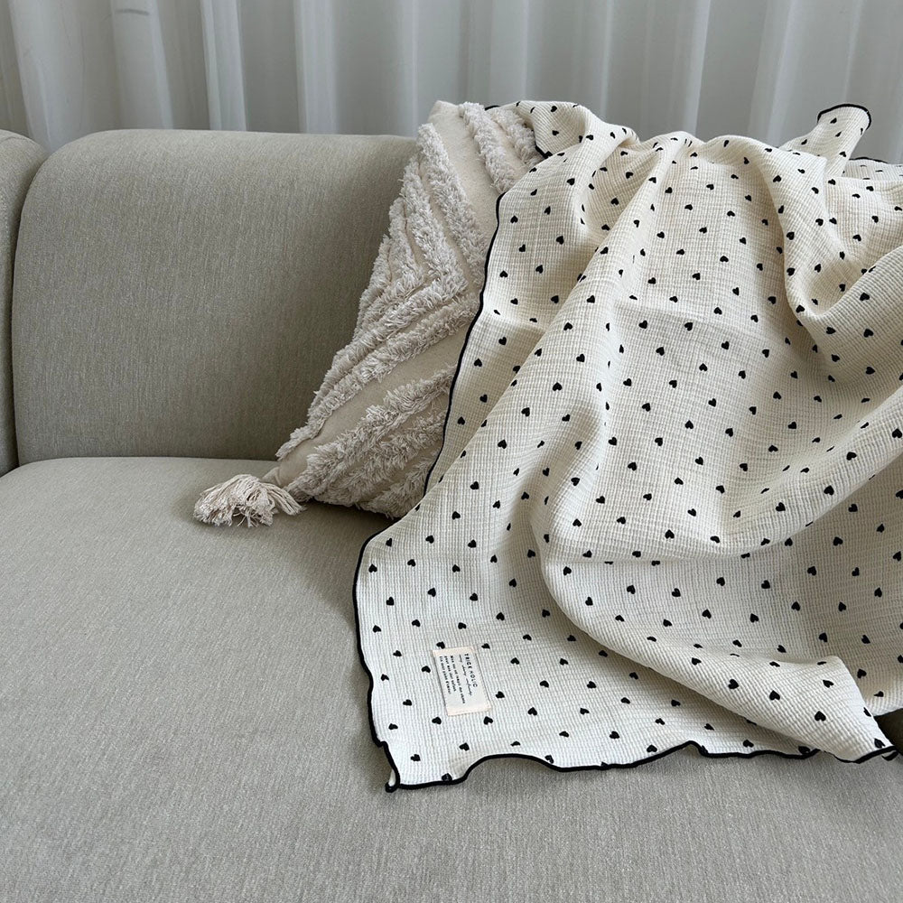 《OUTLET》Heart gauze blanket S-size(약 70×85 cm) 더블 거즈 담요 거즈 코튼 트릭 홀릭