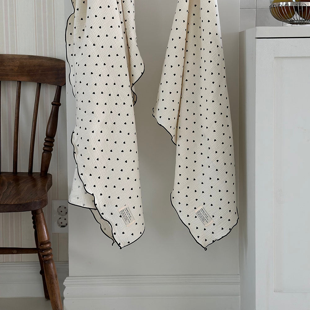 《OUTLET》Heart gauze blanket S-size(약 70×85 cm) 더블 거즈 담요 거즈 코튼 트릭 홀릭
