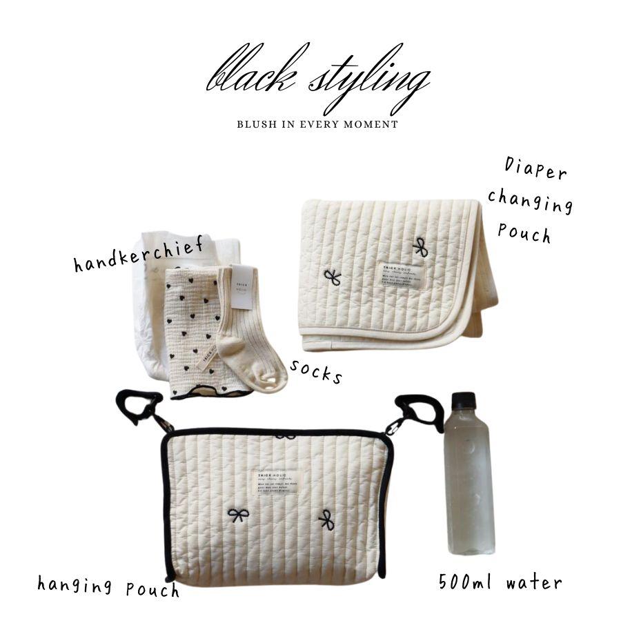 new Hanging pouch Diaper pouch ribbon embroidery (2 colors)
