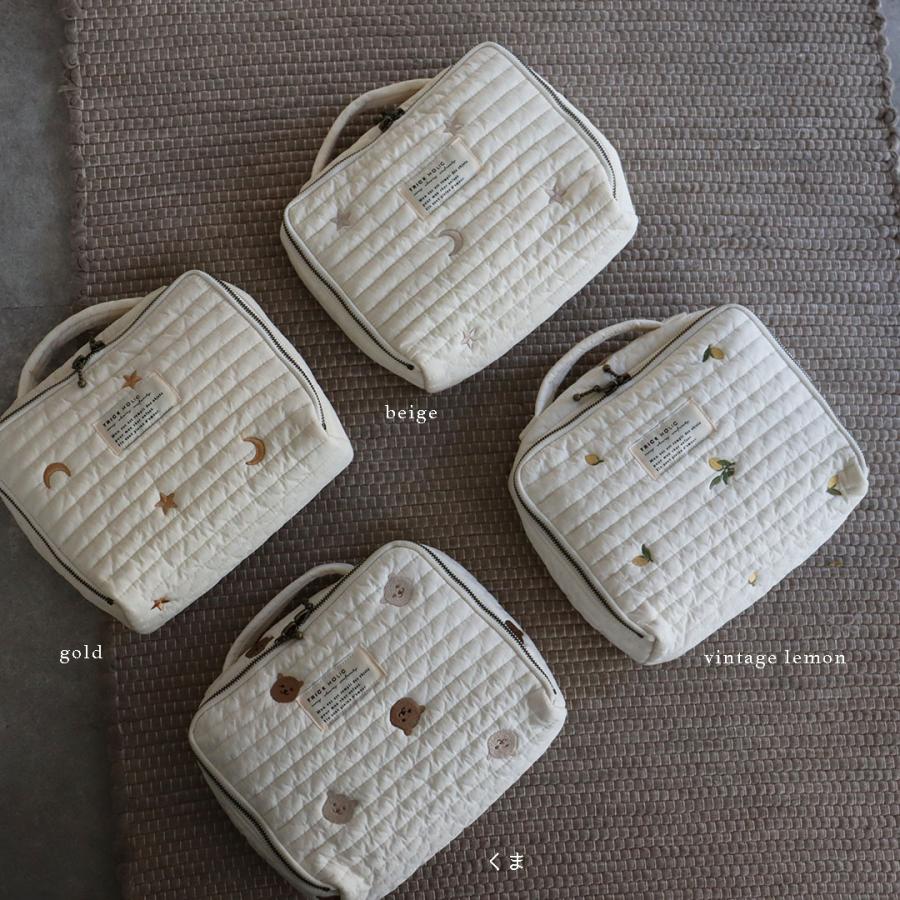 《OUTLET 3/24, 20시~3/27》quilting trunk bag 곰/vintage lemon 자수 퀼팅 트렁크 백 S 사이즈 기저귀 케이스 기저귀 가방 트릭 홀릭
