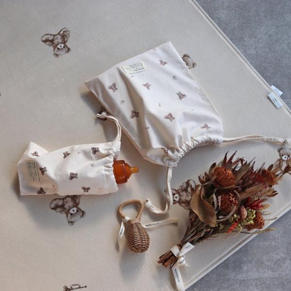 《OUTLET》cotton pouch vintage bear(2枚セット) ※メール便可