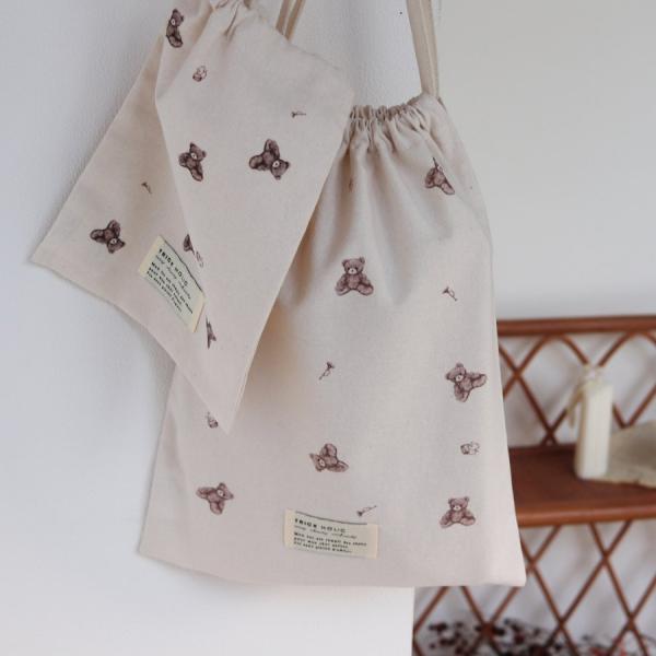 《OUTLET》cotton pouch vintage bear(2枚セット) ※メール便可