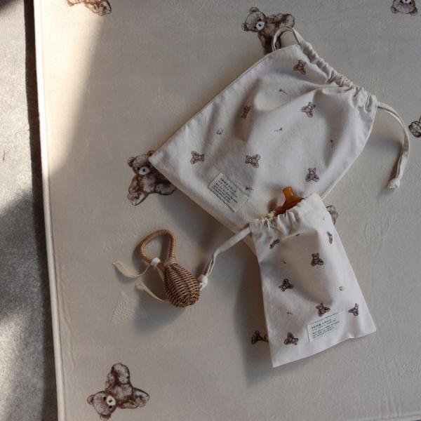 《OUTLET》cotton pouch vintage bear(2枚セット) ※メール便可
