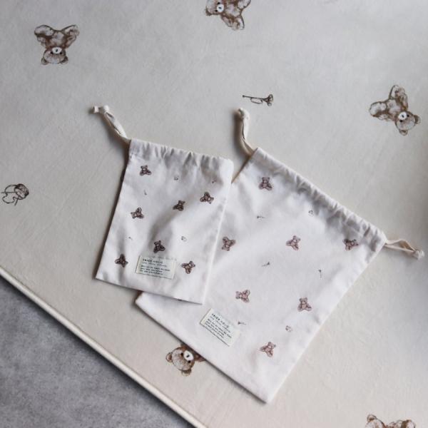 《OUTLET》cotton pouch vintage bear(2枚セット) ※メール便可