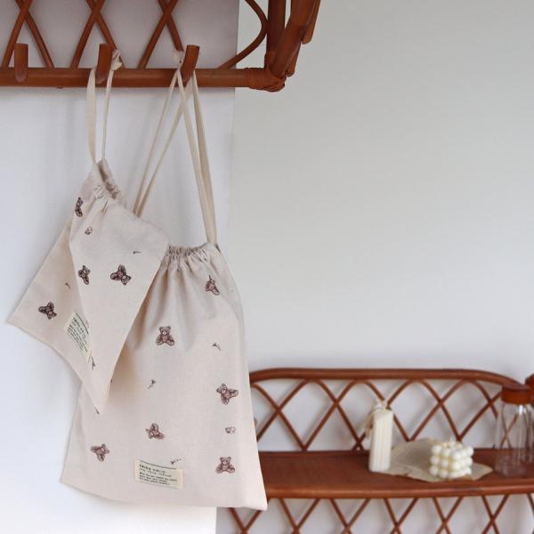 《OUTLET》cotton pouch vintage bear(2枚セット) ※メール便可