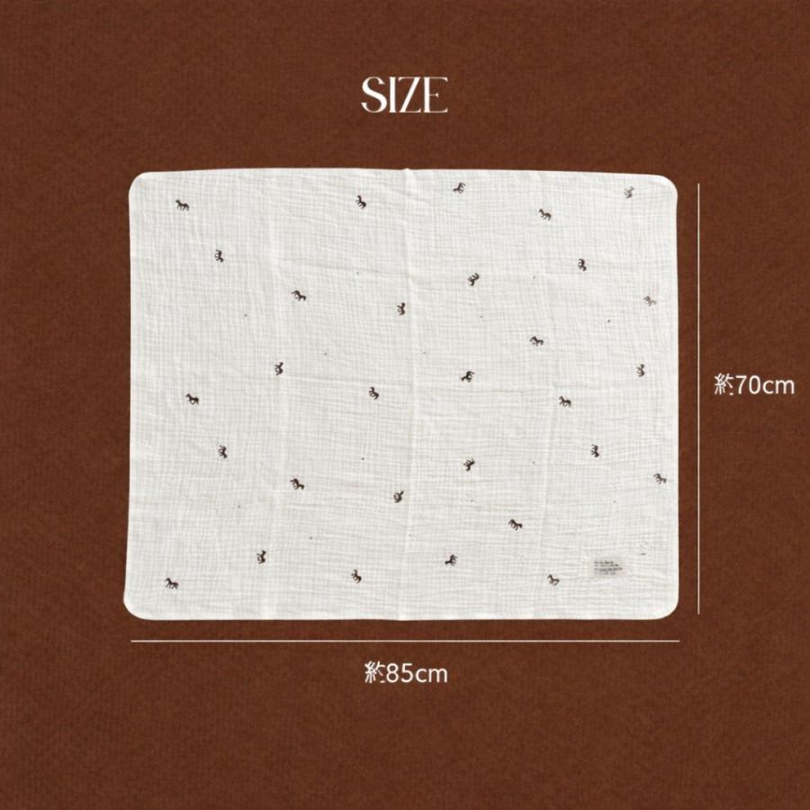 【6月下旬頃再入荷】【1点までネコポス可】new triple gauze blanket 馬柄刺繍 Sサイズ(約70×85cm)3重ガーゼ トリプル 本場韓国製 オリジナルブランケット