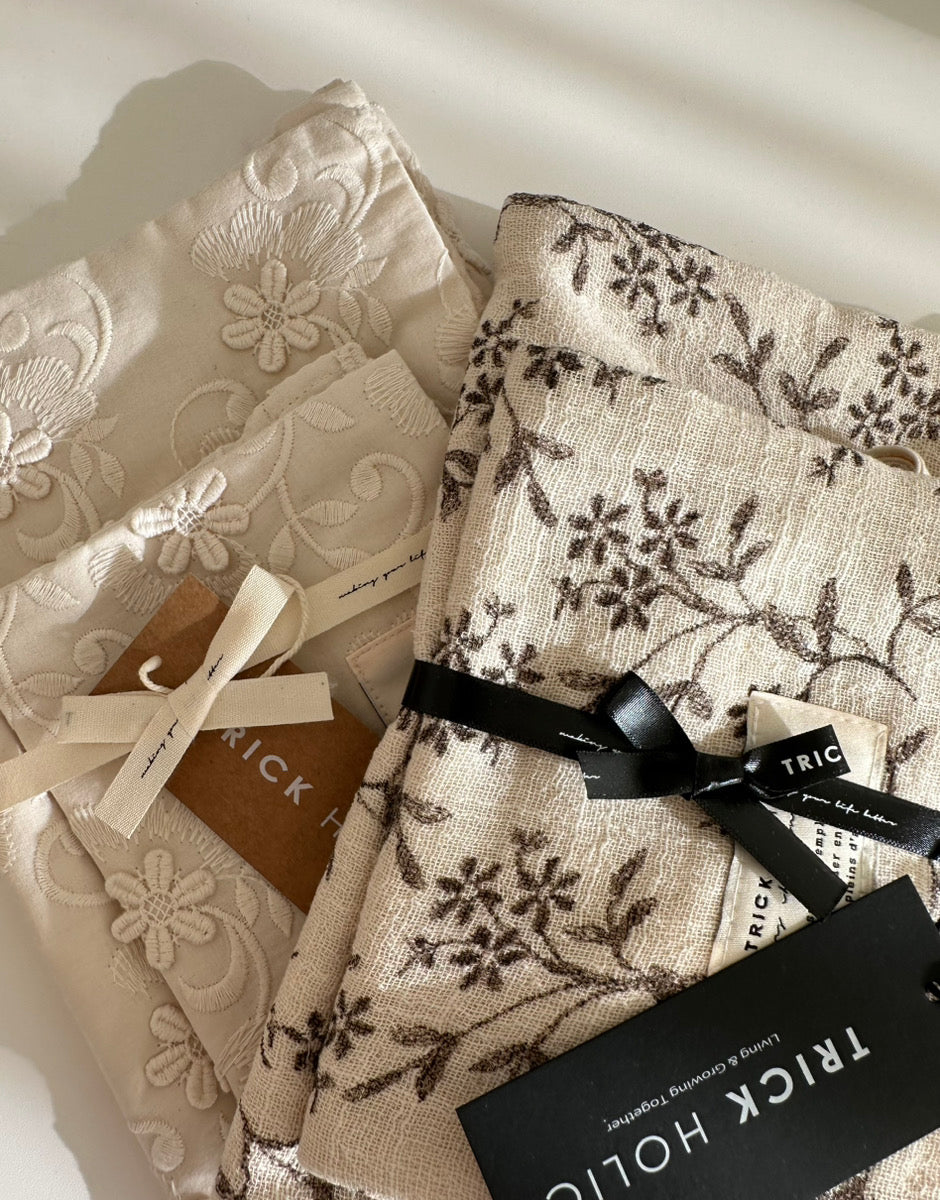 《OUTLET》cotton pouch garden flower, vintage flower ※メール便可