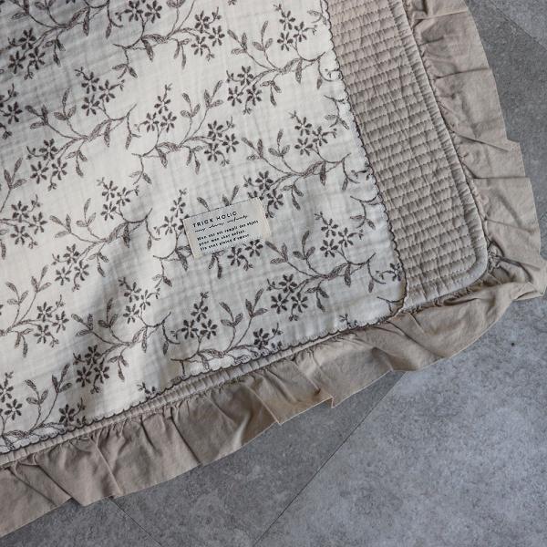 《OUTLET 1/15 (Wed), 20:00-1/20 (Mon)》4-ply gauze vintage flower pico race blanket S-size approx. 70×85cm Gauze Vintage TRICK HOLIC