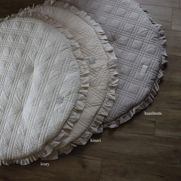 《OUTLET》両面使えるイブルラウンドラグ(丸洗いタイプ)eyelet lace レース・french frill ラウンドラグ ラグマット ヌビ