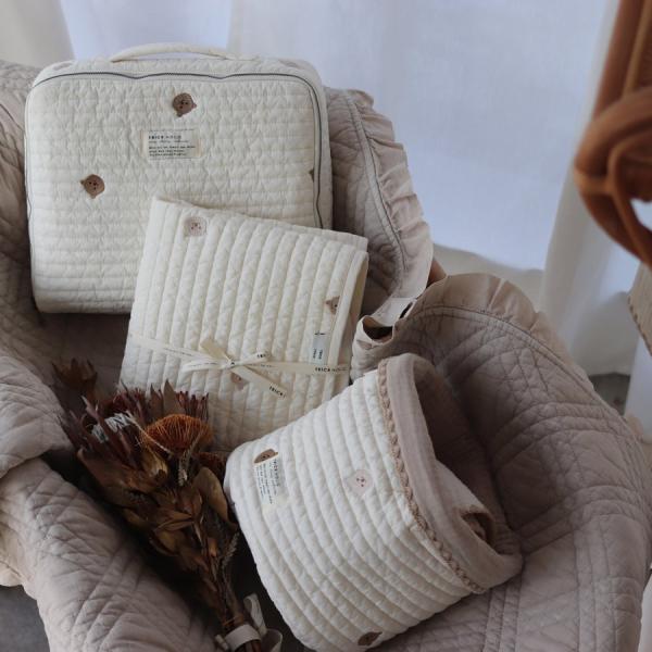 《OUTLET 3/24, 20시~3/27》quilting trunk bag 곰/vintage lemon 자수 퀼팅 트렁크 백 S 사이즈 기저귀 케이스 기저귀 가방 트릭 홀릭