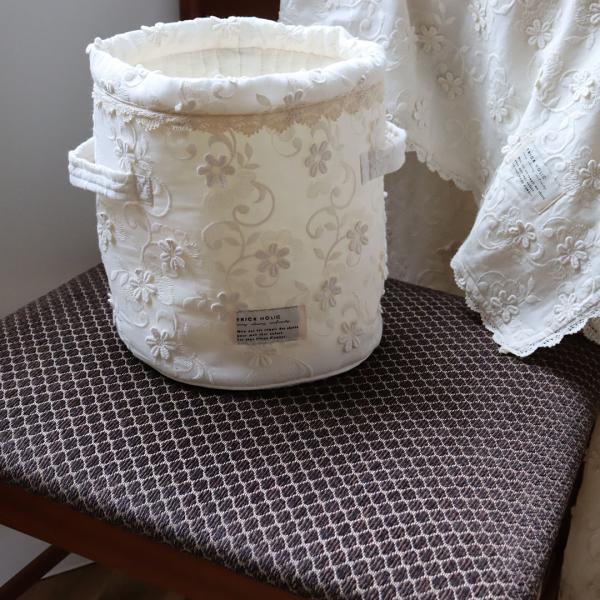 cotton basket - vintage flower / garden flower -