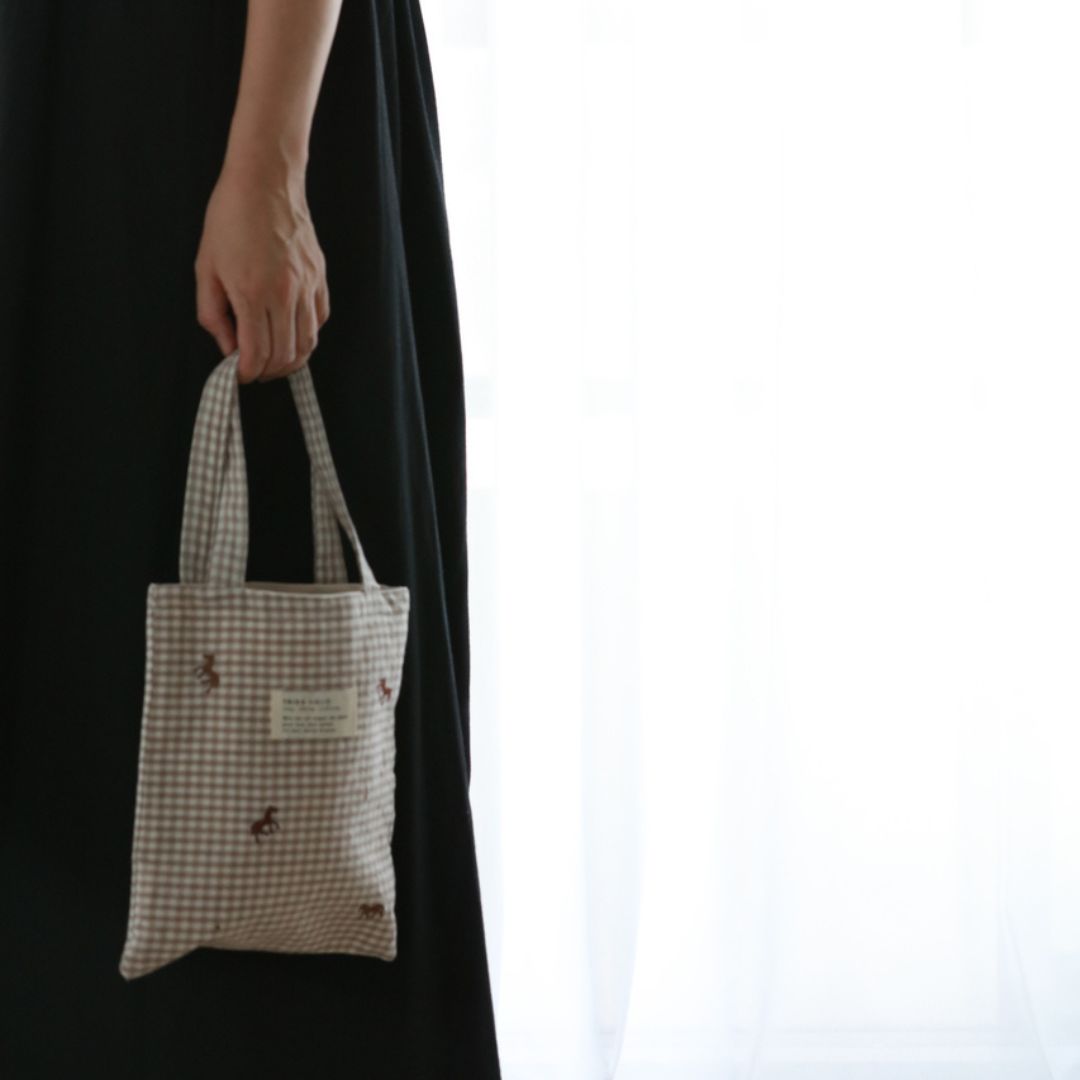 【6/4, 20時 再入荷】【1点までネコポス可】new コットンバッグ　馬柄刺繍　本場韓国製 オリジナルトランクバッグ　トリックホリック