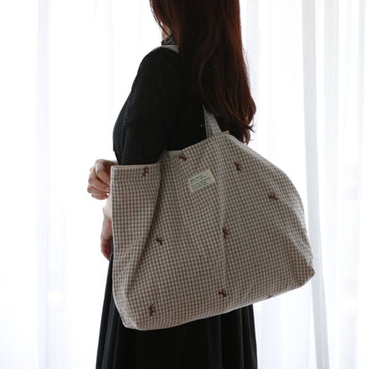 【6/4, 20時 再入荷】【1点までネコポス可】new コットンバッグ　馬柄刺繍　本場韓国製 オリジナルトランクバッグ　トリックホリック