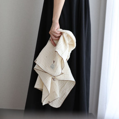 【7/4, 20時 再入荷】【1点までネコポス可】new triple gauze  blanket　馬柄刺繍　Sサイズ（約70×85cm）3重ガーゼ　トリプル　本場韓国製 オリジナルブランケット