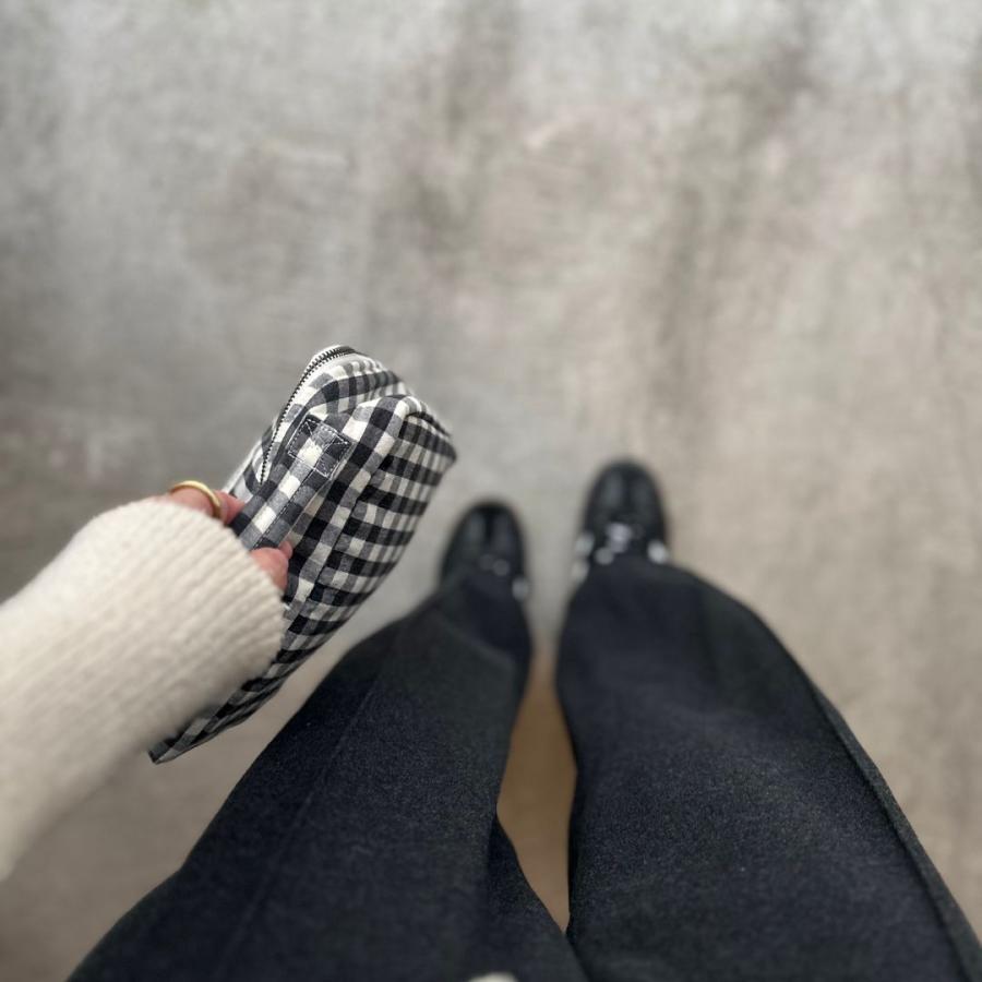 【1点までネコポス可】new gingham check trunk bag（2色）beige・black　Sサイズ