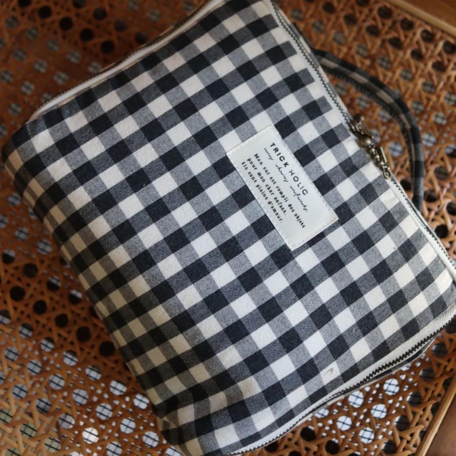 【1点までネコポス可】new gingham check trunk bag（2色）beige・black　Sサイズ