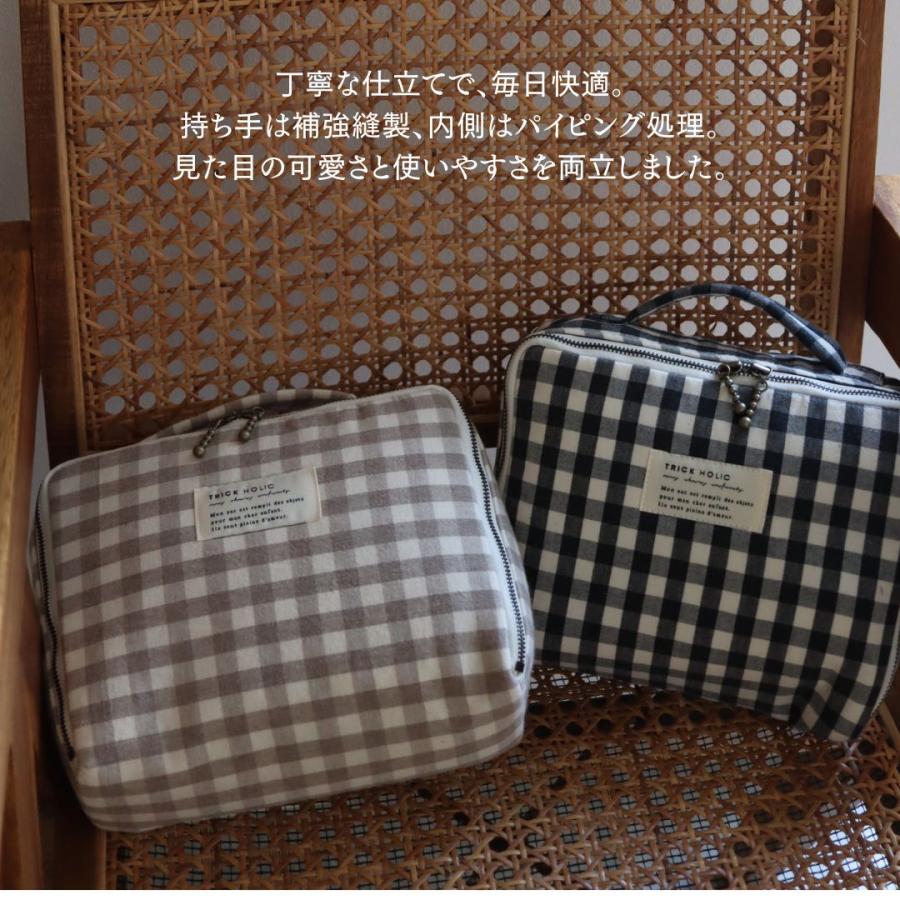 【1点までネコポス可】new gingham check trunk bag（2色）beige・black　Sサイズ