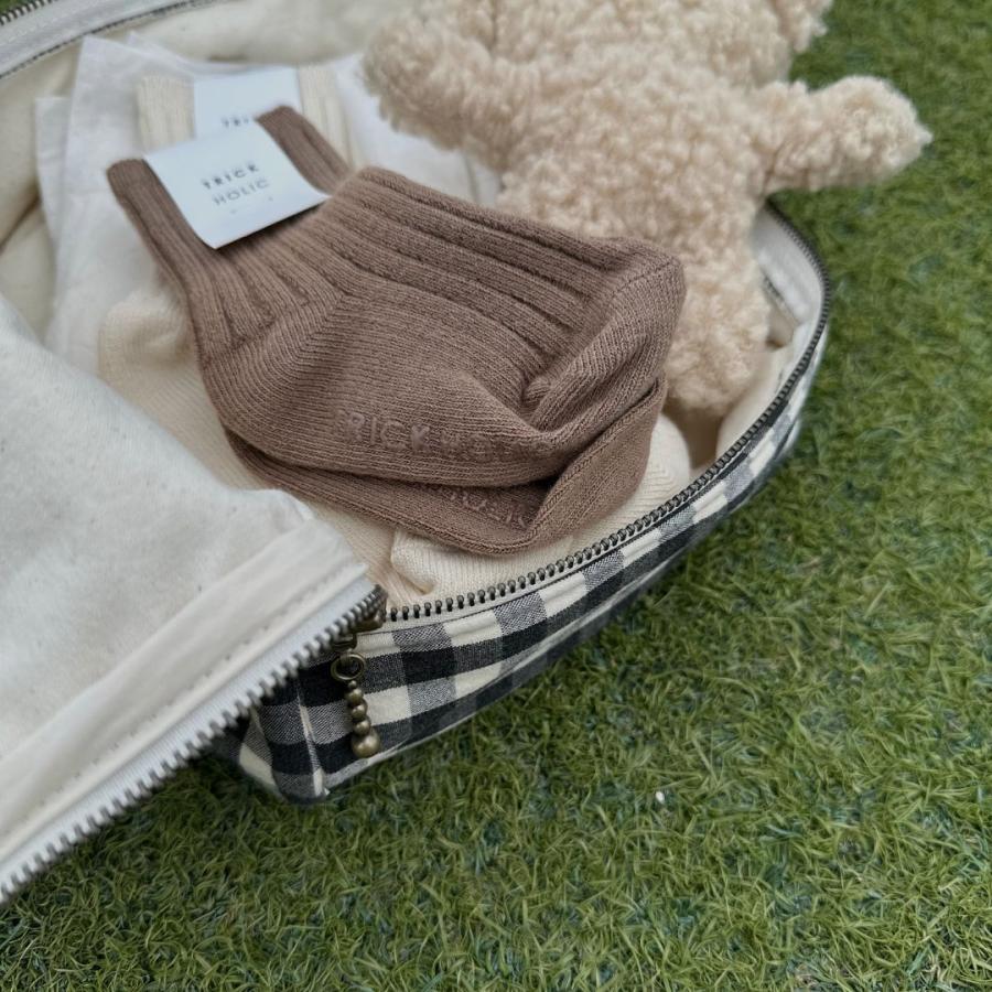 1点までネコポス可】new gingham check trunk bag（2色）beige・black
