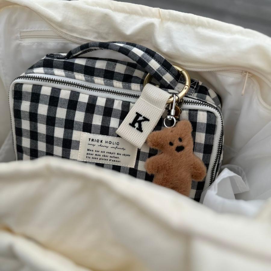 【1点までネコポス可】new gingham check trunk bag（2色）beige・black　Sサイズ