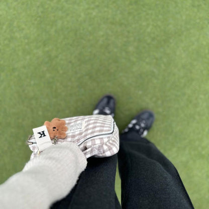 【1点までネコポス可】new gingham check trunk bag（2色）beige・black　Sサイズ