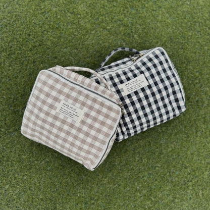 【1点までネコポス可】new gingham check trunk bag（2色）beige・black　Sサイズ