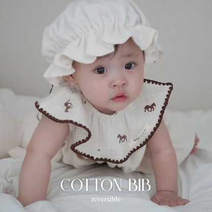 【7/4, 20時 再入荷】【2点までネコポス可】new cotton bib　馬柄刺繍　TRICK HOLICオリジナルデザイン　コットン　スタイ　ビブ　トリックホリック