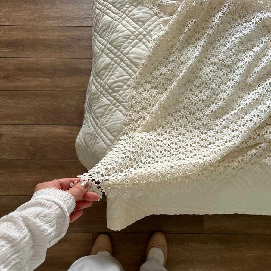 new garden flower crochet lace blanket - L size -