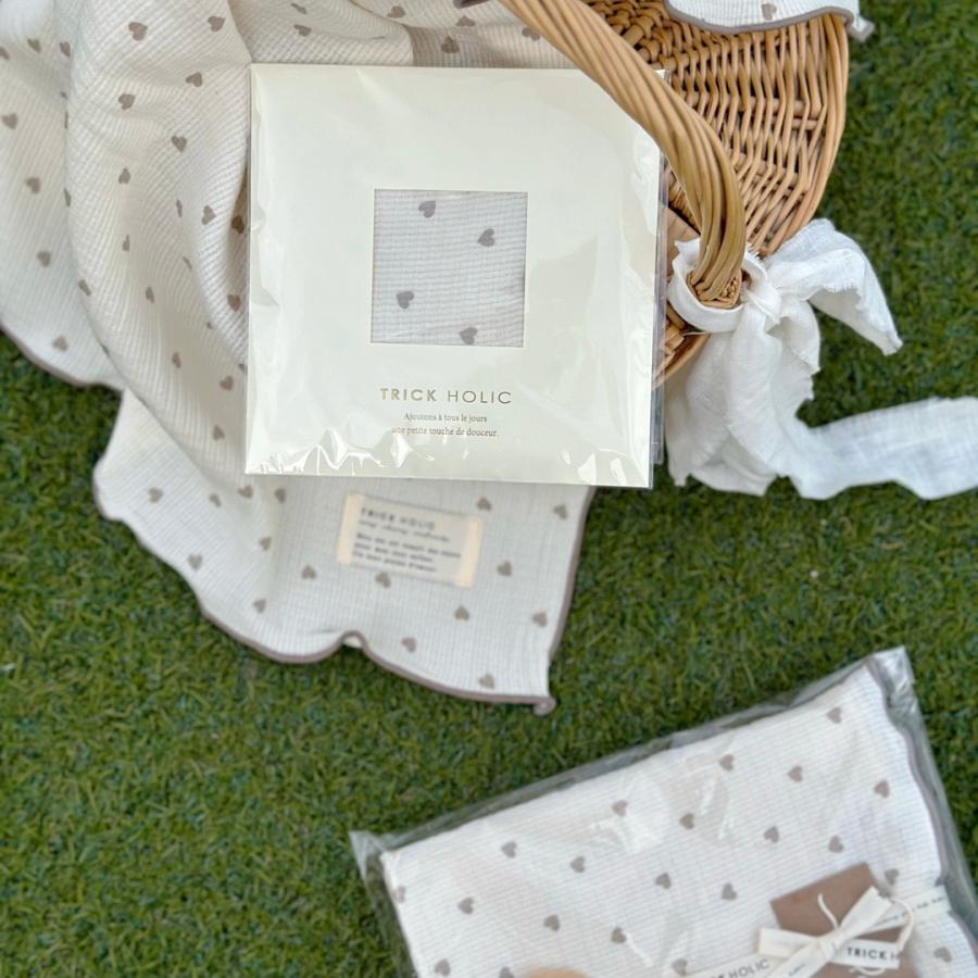 《OUTLET》Heart gauze handkerchief(약 30×30 cm) 더블 거즈 손수건 거즈 코튼 트릭 홀릭
