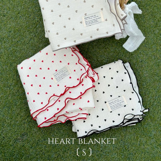 《OUTLET》Heart gauze blanket S-size(약 70×85 cm) 더블 거즈 담요 거즈 코튼 트릭 홀릭