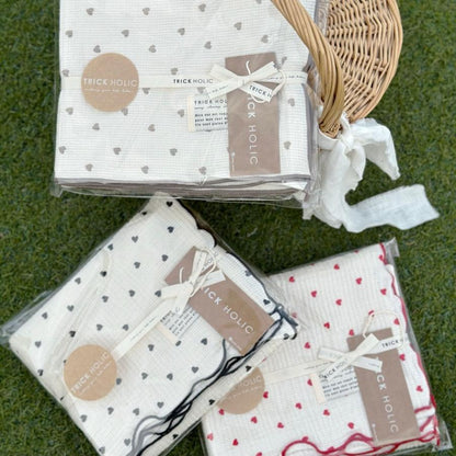 《OUTLET》Heart gauze blanket S-size(약 70×85 cm) 더블 거즈 담요 거즈 코튼 트릭 홀릭