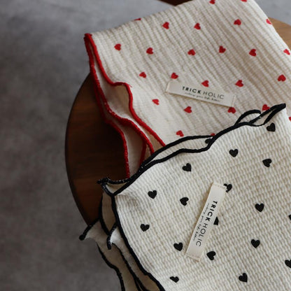 《OUTLET》Heart gauze handkerchief(약 30×30 cm) 더블 거즈 손수건 거즈 코튼 트릭 홀릭