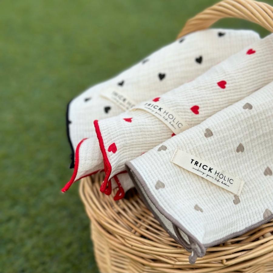 《OUTLET》Heart gauze handkerchief(약 30×30 cm) 더블 거즈 손수건 거즈 코튼 트릭 홀릭