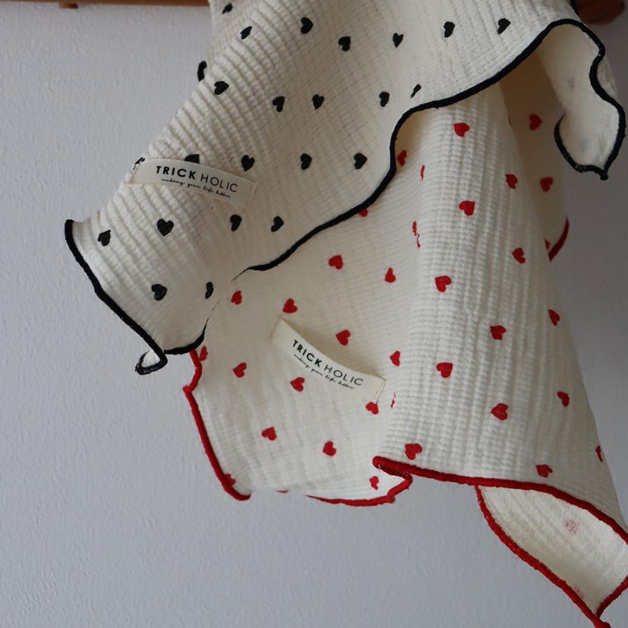 《OUTLET》Heart gauze handkerchief(약 30×30 cm) 더블 거즈 손수건 거즈 코튼 트릭 홀릭