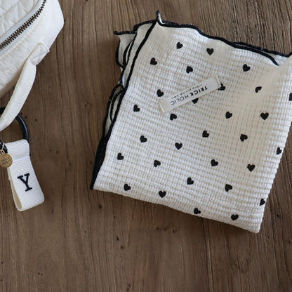 《OUTLET》Heart gauze handkerchief(약 30×30 cm) 더블 거즈 손수건 거즈 코튼 트릭 홀릭