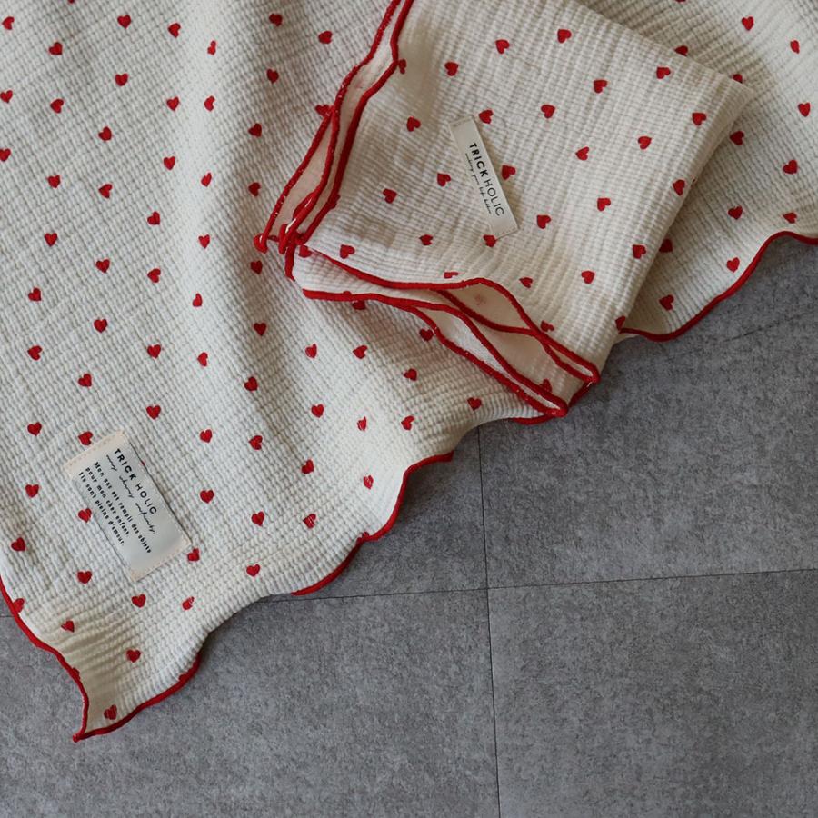 《OUTLET》Heart gauze handkerchief(약 30×30 cm) 더블 거즈 손수건 거즈 코튼 트릭 홀릭