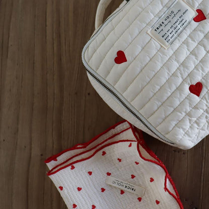 《OUTLET》Heart gauze handkerchief(약 30×30 cm) 더블 거즈 손수건 거즈 코튼 트릭 홀릭