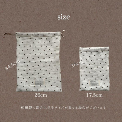 [発売 3/4, 20時〜] new cotton pouch  Heart（大+小）2枚set 巾着 パウチ ポーチ コットン トリックホリック TRICK HOLIC