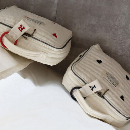 《OUTLET》Heart trunk bag S-size Trunk bag Nubi Heart Embroidered trunk bag Diaper case Diaper bag