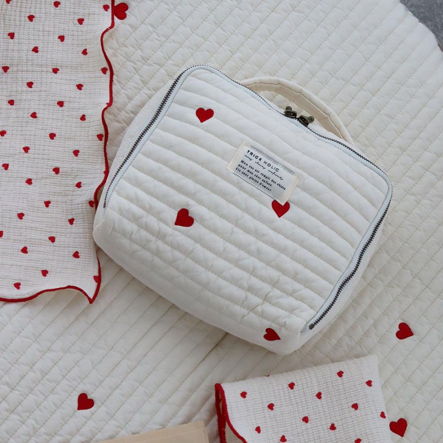 《OUTLET》Heart trunk bag S-size Trunk bag Nubi Heart Embroidered trunk bag Diaper case Diaper bag