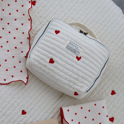 《OUTLET》Heart trunk bag S-size Trunk bag Nubi Heart Embroidered trunk bag Diaper case Diaper bag