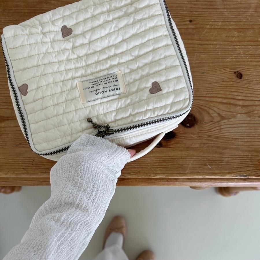 《OUTLET》Heart trunk bag S-size Trunk bag Nubi Heart Embroidered trunk bag Diaper case Diaper bag
