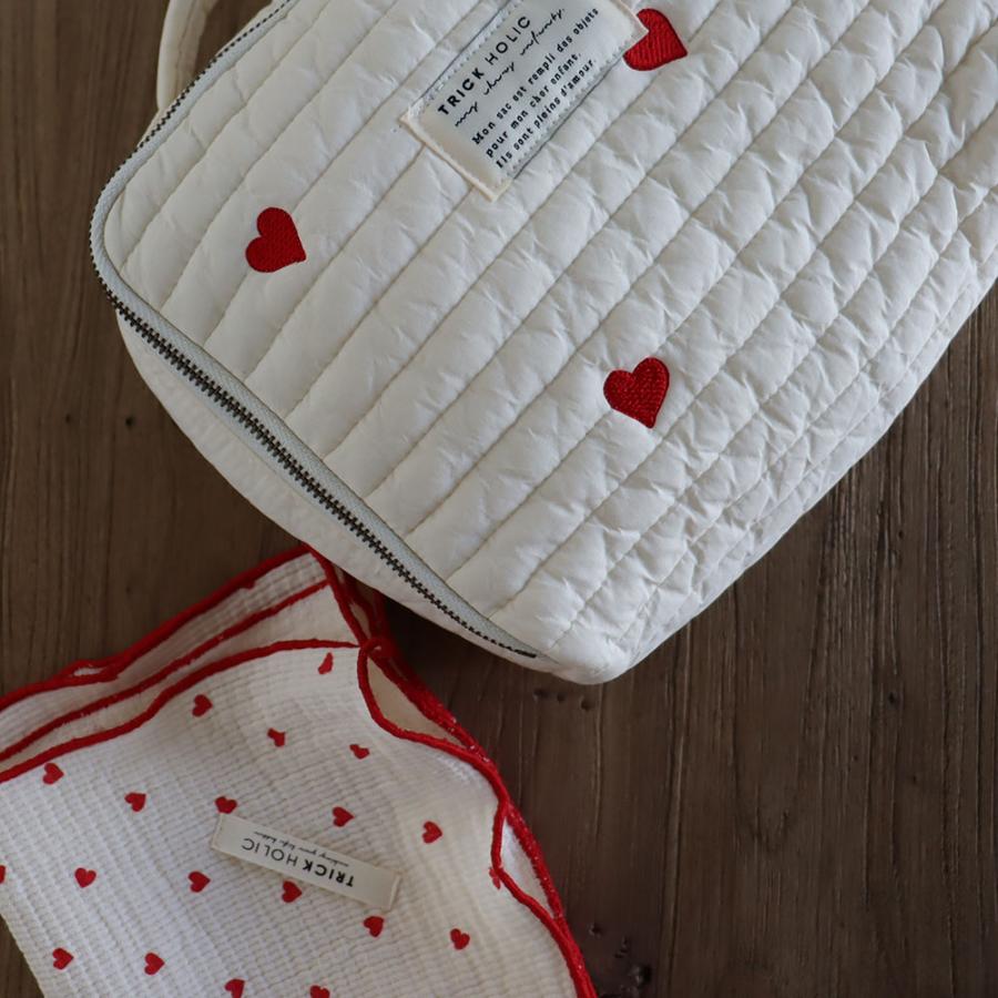 《OUTLET》Heart trunk bag S-size Trunk bag Nubi Heart Embroidered trunk bag Diaper case Diaper bag