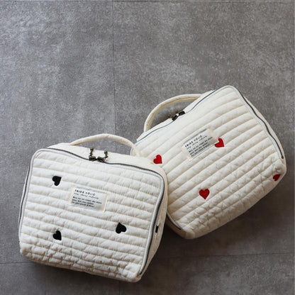 《OUTLET》Heart trunk bag S-size Trunk bag Nubi Heart Embroidered trunk bag Diaper case Diaper bag