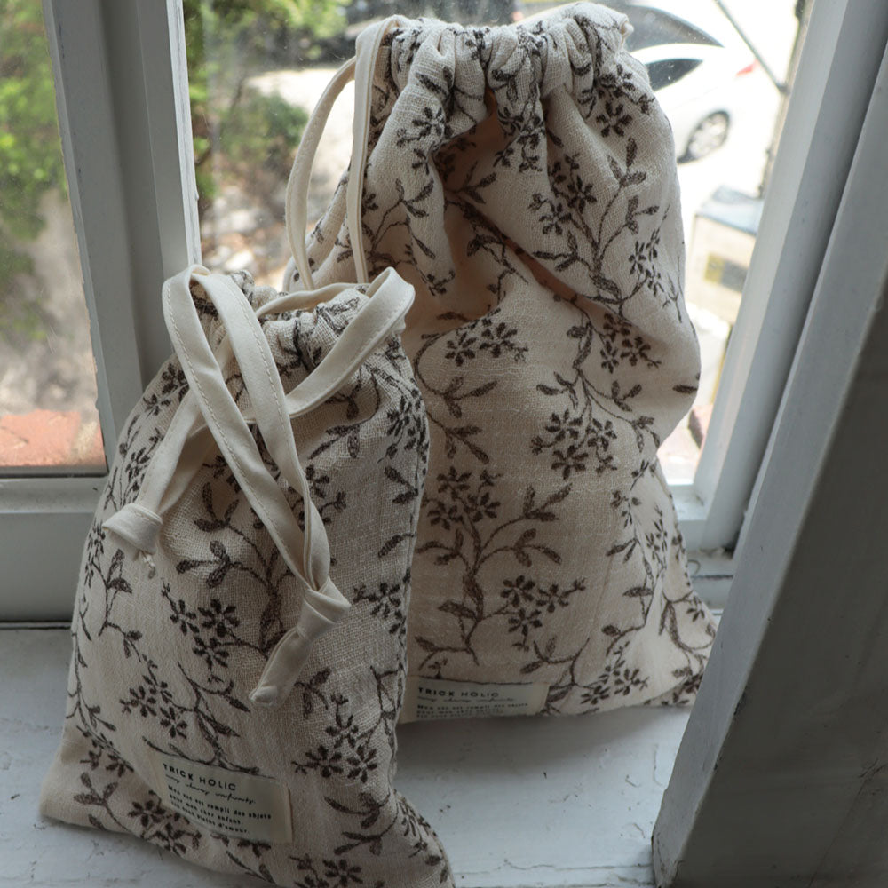 新しいスタイル [2/26午後4～5時前後再再入荷] cotton pouch garden flower, vintage flower トートバッグ