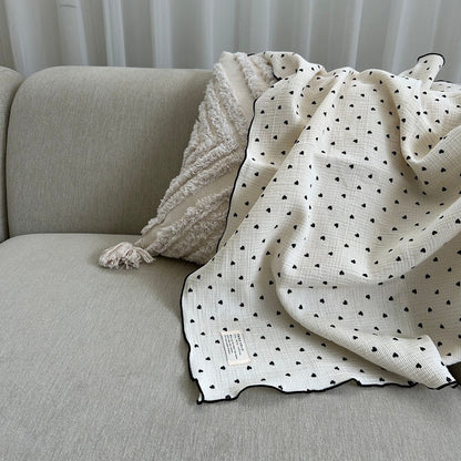 《OUTLET》Heart gauze blanket S-size(약 70×85 cm) 더블 거즈 담요 거즈 코튼 트릭 홀릭