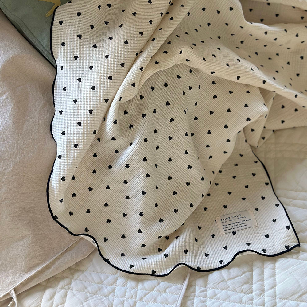 《OUTLET》Heart gauze blanket S-size(약 70×85 cm) 더블 거즈 담요 거즈 코튼 트릭 홀릭