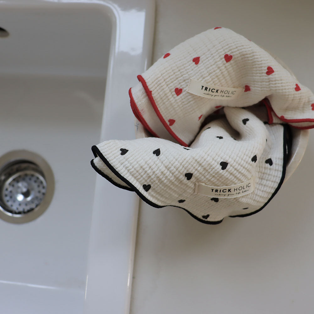 《OUTLET》Heart gauze handkerchief(약 30×30 cm) 더블 거즈 손수건 거즈 코튼 트릭 홀릭