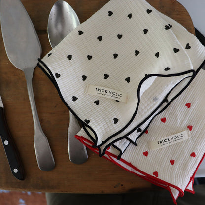 《OUTLET》Heart gauze handkerchief(약 30×30 cm) 더블 거즈 손수건 거즈 코튼 트릭 홀릭